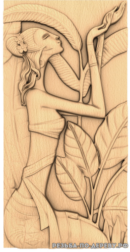 Резное панно Египетская девушка (2)  из дерева
